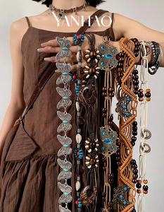 Bohemian Style Y2k Metal butterfly Belt Female Decorate with Skirt Ethnic Style Retro Style Waist Chain