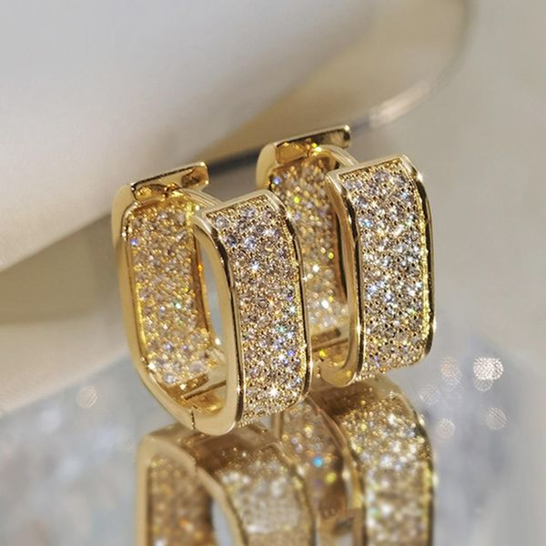European American Luxury Micro-Encrusted Zircon Stud Earrings Young Ladies' Fashion Jewelry Cross-Border Hot-Selling Product